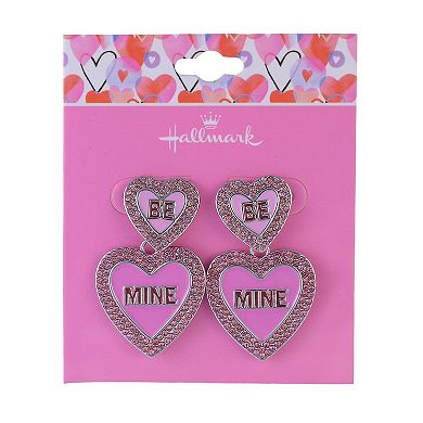 Hallmark "Be Mine" Pink Enamel Conversation Heart Earrings