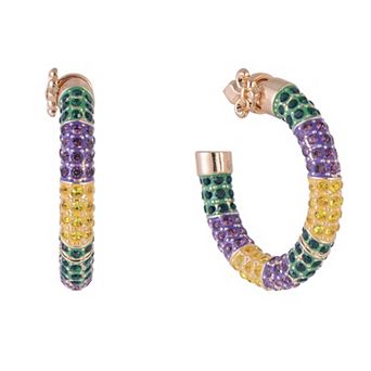 Hallmark Mardi Gras Stone Hoop Earrings