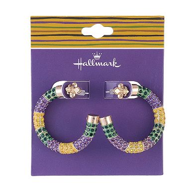 Hallmark Mardi Gras Stone Hoop Earrings