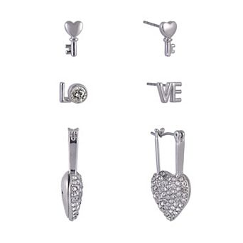 Hallmark Silver Tone Valentine's Day Trio Earring Set