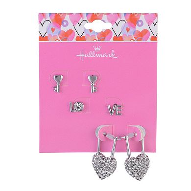 Hallmark Silver Tone Valentine's Day Trio Earring Set