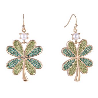 Hallmark St. Patrick's Day Green Stone Four Leaf Clover Earrings