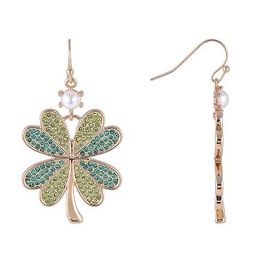 Hallmark St. Patrick's Day Green Stone Four Leaf Clover Earrings
