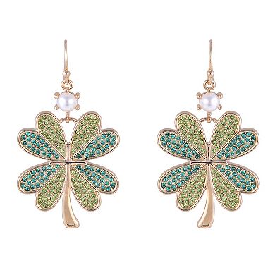 Hallmark St. Patrick's Day Green Stone Four Leaf Clover Earrings