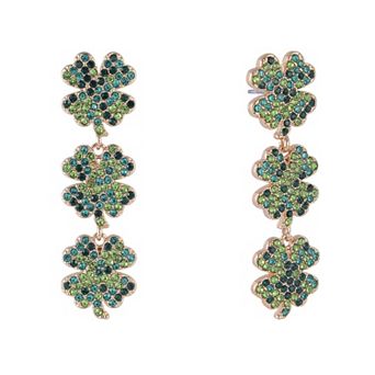 Hallmark St. Patrick's Day Four Leaf Clover Linear Earrings