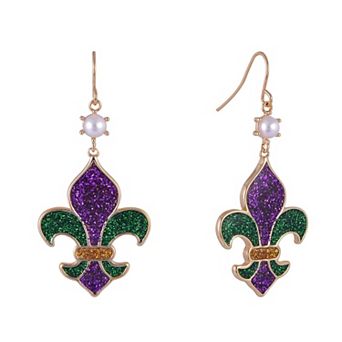 Hallmark Fleur De Lis Earrings for Mardi Gras