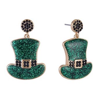 Hallmark St. Patrick's Day Glitter Top Hat Earrings