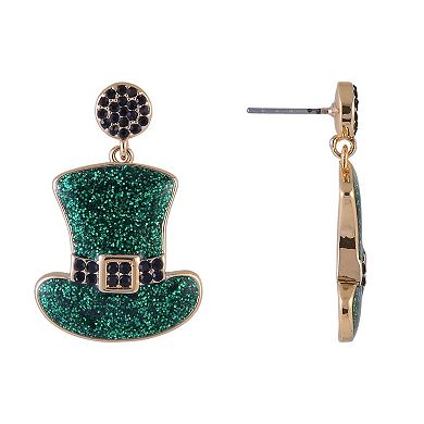 Hallmark St. Patrick's Day Glitter Top Hat Earrings
