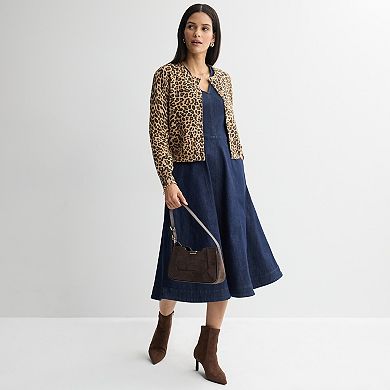Women's Nine West V-Neck Denim Midi Dress