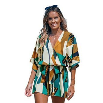 Women's Cupshe Abstract Geometric Dolman Straight Leg Romper