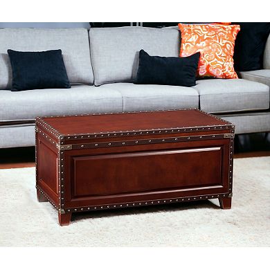 40" Brown Solid Wood And Metal Rectangular Coffee Table