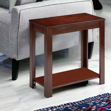 24" Brown End Table With Shelf
