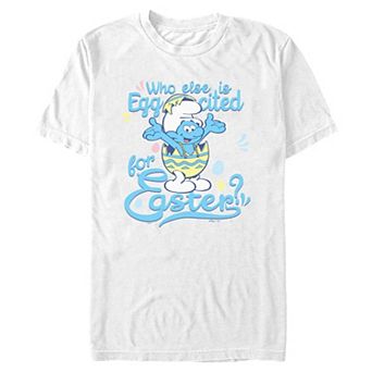 Men's Smurfs Eggcited For Easter Graphic Tee