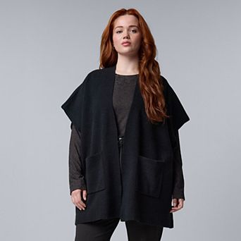Plus Size Simply Vera Vera Wang Short Sleeve Luxe Cashmere Blend Cardigan