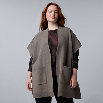 Plus Size Simply Vera Vera Wang Short Sleeve Luxe Cashmere Blend Cardigan