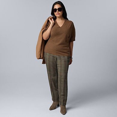 Plus Size Simply Vera Vera Wang Pleat Sleeve Luxe Cashmere Blend Sweater