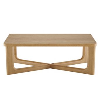 50" Natural Solid Wood Cross Legs Coffee Table