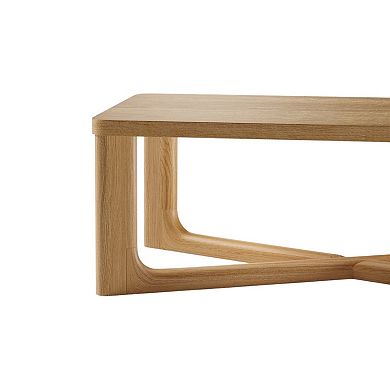 50" Natural Solid Wood Cross Legs Coffee Table