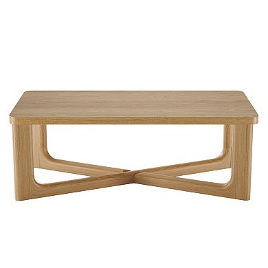 50" Natural Solid Wood Cross Legs Coffee Table