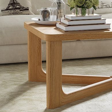 50" Natural Solid Wood Cross Legs Coffee Table