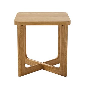 24" Natural Solid Wood Square Cross Legs End Table