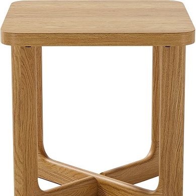 24" Natural Solid Wood Square Cross Legs End Table