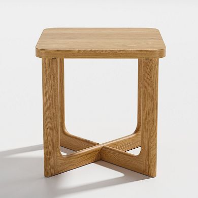 24" Natural Solid Wood Square Cross Legs End Table