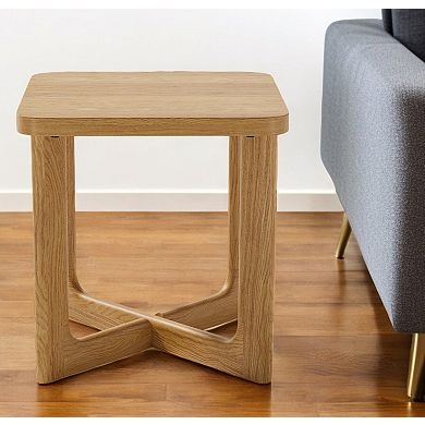 24" Natural Solid Wood Square Cross Legs End Table
