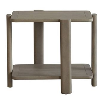 22" Natural Distressed Solid Wood End Table With Shelf