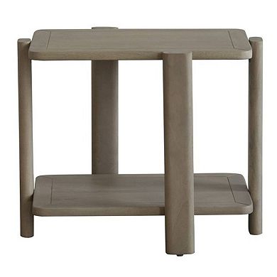 22" Natural Distressed Solid Wood End Table With Shelf