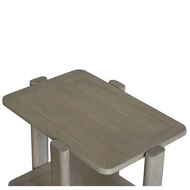 22" Natural Distressed Solid Wood End Table With Shelf