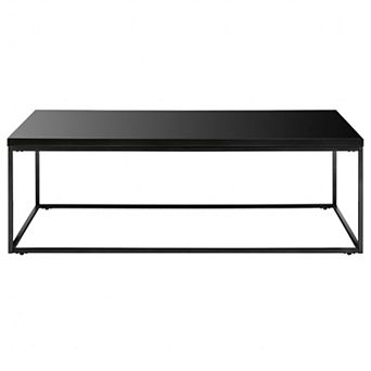 47" Black Wood And Metal Frame Coffee Table