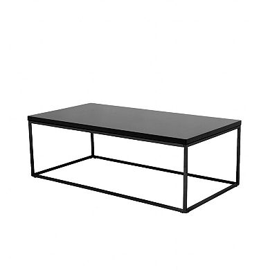 47" Black Wood And Metal Frame Coffee Table