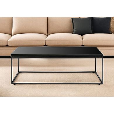47" Black Wood And Metal Frame Coffee Table