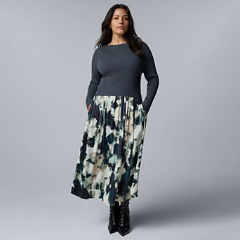 Plus Size Simply Vera Vera Wang Mixed Media Sweater Dress