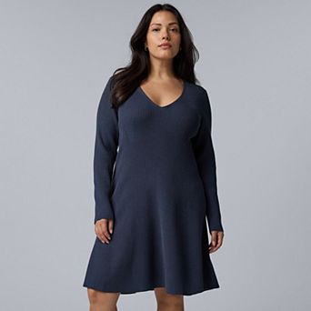 Plus Size Simply Vera Vera Wang V-Neck Sweater Dress