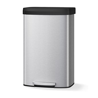 Metal Trash Can with Lid, Large Kitchen Trash Can Kitchen Trash Can with Lining Rim