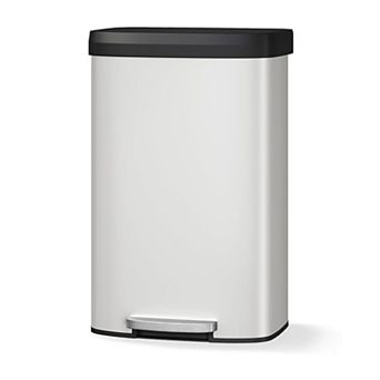 Metal Trash Can with Lid, Large Kitchen Trash Can Kitchen Trash Can with Lining Rim