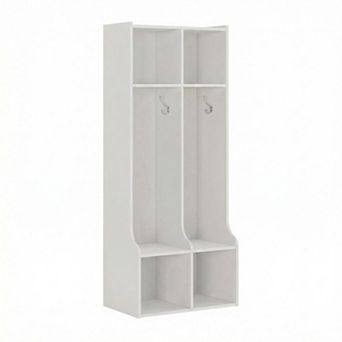 Coat Locker with 2 Sections, 4 Storage Cubbies and 4 Hooks, Durable Organizer for Home, Study Room