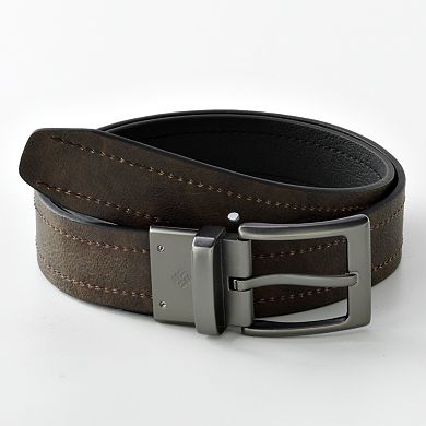 Men's Columbia Logo Buckle Reversible Leather Belt