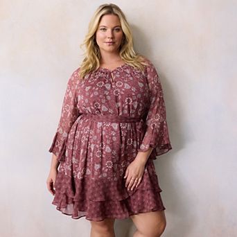 Plus Size LC Lauren Conrad Bell Sleeve A-Line Mini Dress