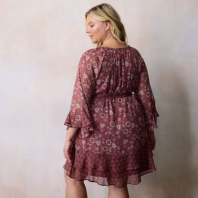 Plus Size LC Lauren Conrad Bell Sleeve A-Line Mini Dress