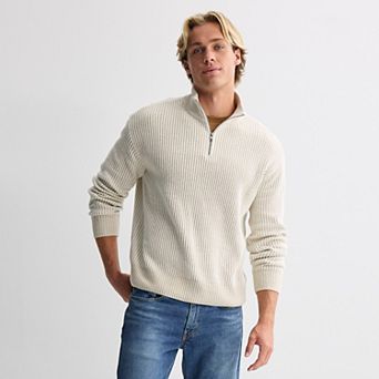Men's Retrofit Relaxed Shaker Stitch Quarter Zip Sweater