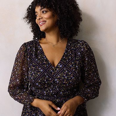 Plus Size LC Lauren Conrad Long Sleeve Fit & Flare Mini Dress