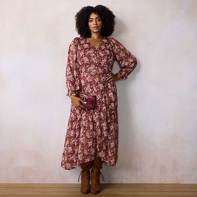 Plus Size LC Lauren Conrad Long Sleeve Wrap Maxi Dress