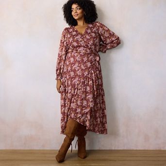 Plus Size LC Lauren Conrad Long Sleeve Wrap Maxi Dress
