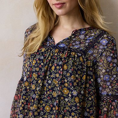 Petite LC Lauren Conrad Balloon Sleeve V-Neck Blouse