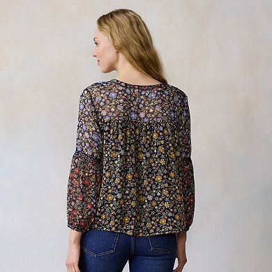 Petite LC Lauren Conrad Balloon Sleeve V-Neck Blouse