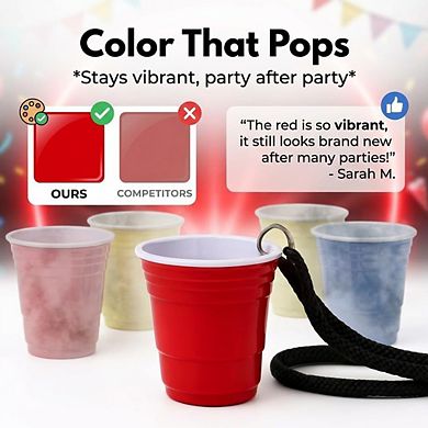 Red Shot Glass 2Oz Mini Glass for Whiskey, Tequila, Vodka with Heavy Base Reusable, Unbreakable