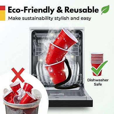 Red Shot Glass 2Oz Mini Glass for Whiskey, Tequila, Vodka with Heavy Base Reusable, Unbreakable